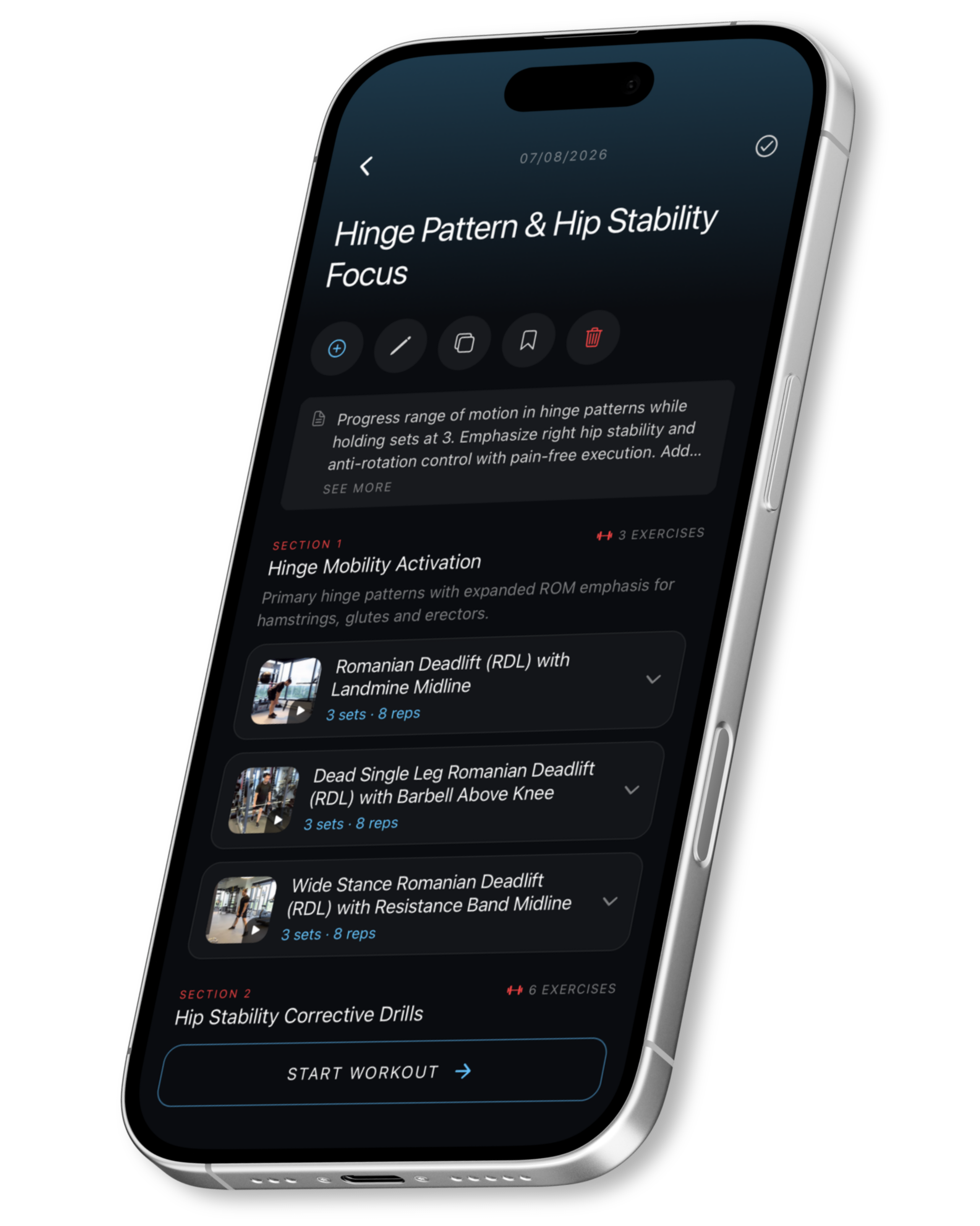 Demotu showing a personalized, data-driven training program on an iPhone