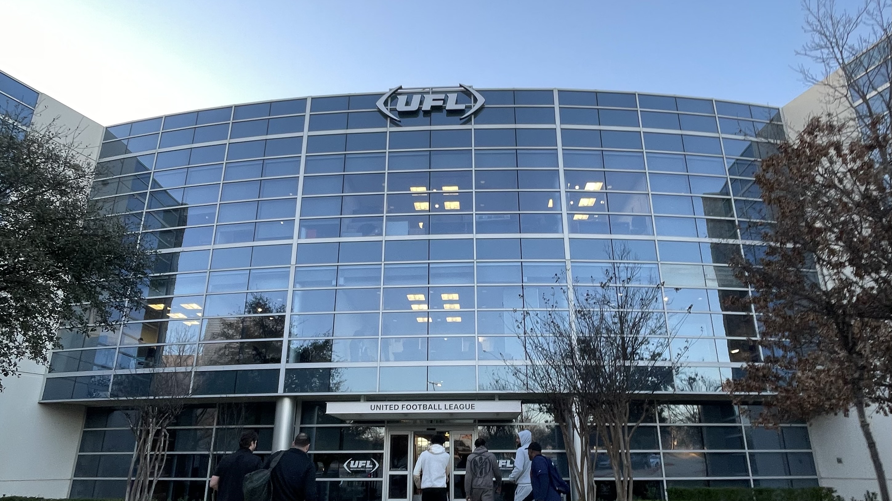 UFL athletes during pre-season movement assessment in Arlington, Texas