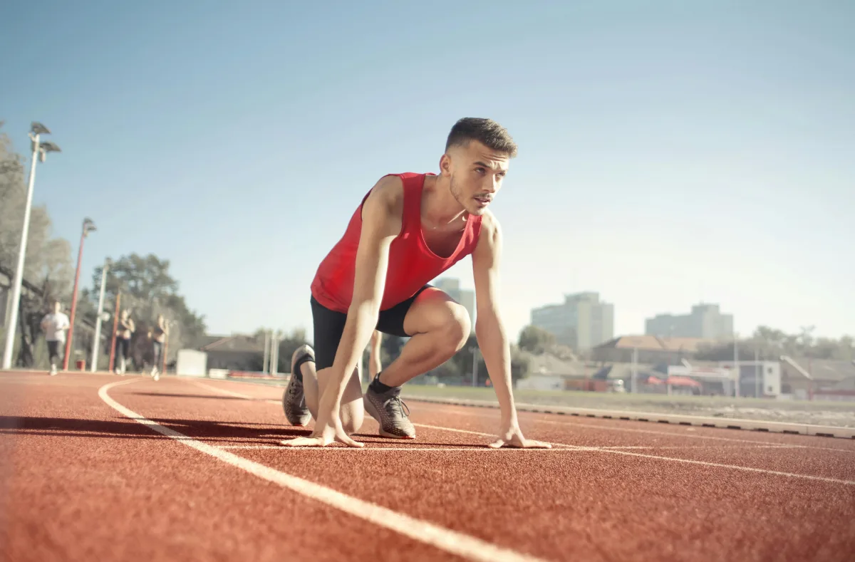Sprinter driving out of acceleration phase